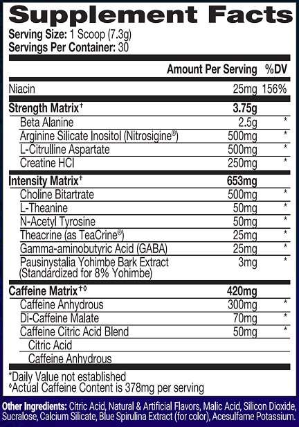 Mr. HYDE Xtreme Blue Razz Supplement Facts