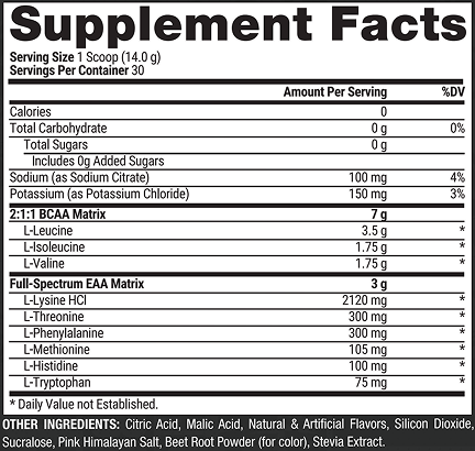 HydroBCAA + EAA Watermelon / 30 Supplement Facts